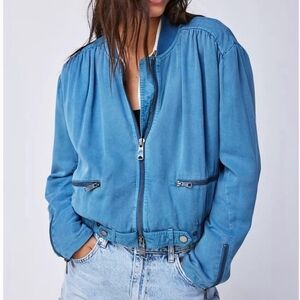 We The Free Sky Blue Bomber Jacket